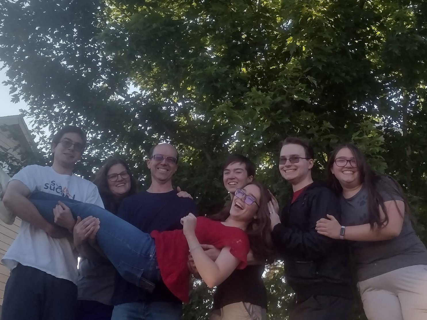 The family in the backyard